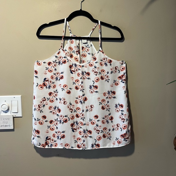 Paper Crane Off-White with Rust/Peach/Blue Floral Print Cami Top - Picture 7 of 12